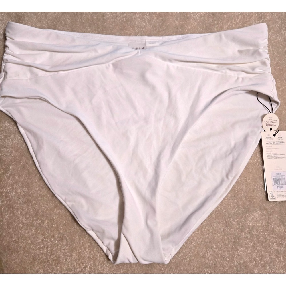 Calia Shirred Front V Front Bottom High Rise Women's XL Pure White NWT